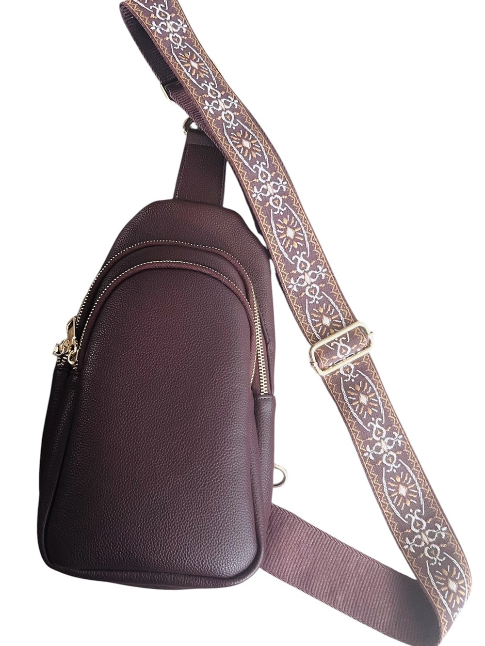Ah Dorned Crossbody Sling Bag in Deep Brown with Aztec Strap/NWOT